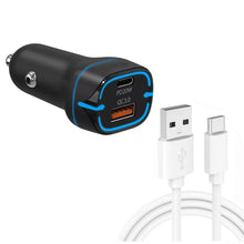Load image into Gallery viewer, 38W PD20W + QC3.0 USB Car Charger with USB to Type-C Data Cable, Length: 1m, USB to Type-C Cable (White), USB to Type-C Cable (Black)