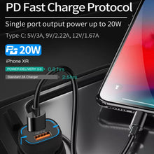 Load image into Gallery viewer, 38W PD20W + QC3.0 USB Car Charger with USB to Type-C Data Cable, Length: 1m, USB to Type-C Cable (White), USB to Type-C Cable (Black)
