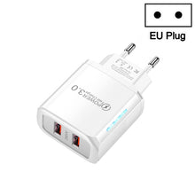 Load image into Gallery viewer, 36W Dual Port QC3.0 USB Mobile Phone Charger Dual 18W Output, EU Plug, EU Plug