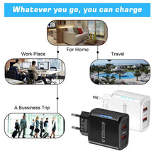Load image into Gallery viewer, 36W Dual Port QC3.0 USB Mobile Phone Charger Dual 18W Output, EU Plug, EU Plug