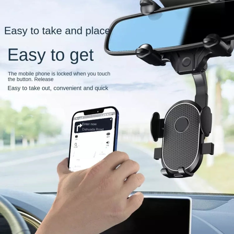 R004 Rearview Mirror 360 Rotatable Retractable Car Phone Holder, R004