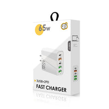 Load image into Gallery viewer, 65W Dual PD Type-C + 3 x USB Multi Port Charger for Phone and Tablet PC, US Plug, US Plug