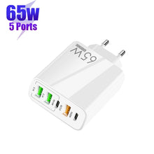 Load image into Gallery viewer, 65W Dual PD Type-C + 3 x USB Multi Port Charger for Phone and Tablet PC, EU Plug, EU Plug