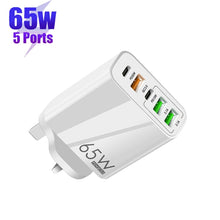 Load image into Gallery viewer, 65W Dual PD Type-C + 3 x USB Multi Port Charger for Phone and Tablet PC, UK Plug, UK Plug