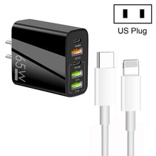 Load image into Gallery viewer, 65W Dual PD Type-C + 3 x USB Multi Port Charger with 3A Type-C to 8 Pin Data Cable, US Plug, US Plug + Type-C to 8 Pin Cable
