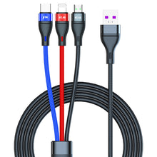 Load image into Gallery viewer, 40W 5A USB to Micro USB + USB-C / Type-C + 8 Pin Fast Charging Cable, Cable Length: 2m, 2m