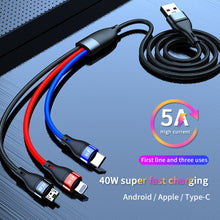Load image into Gallery viewer, 40W 5A USB to Micro USB + USB-C / Type-C + 8 Pin Fast Charging Cable, Cable Length: 2m, 2m