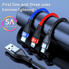 Load image into Gallery viewer, 40W 5A USB to Micro USB + USB-C / Type-C + 8 Pin Fast Charging Cable, Cable Length: 2m, 2m