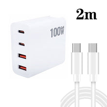 Load image into Gallery viewer, GaN 100W Dual USB + Dual USB-C/Type-C Multi Port Charger with 2m Type-C to Type-C Data Cable Set, US Plug, US / EU Plug, US / UK Plug, US / AU Plug, US / EU / UK Plug, US / EU / UK / AU Plug