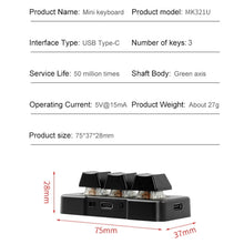 Load image into Gallery viewer, MK321BT Bluetooth 5.1 3 Keys Custom Keys Game Office PS Clip Macro Programming Keypad