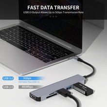 Load image into Gallery viewer, ENKAY Hat-Prince 6 in 1 Type-C to 4K HDMI Docking Station Adapter USB-C Hub SD/TF Card Reader, 6 in 1 Type-C to 4K HDMI