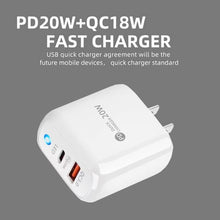 Load image into Gallery viewer, PD04 PD20W + QC18W Mobile Phone Charger with LED Indicator, US Plug, US Plug