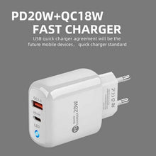 Load image into Gallery viewer, PD04 PD20W + QC18W Mobile Phone Charger with LED Indicator, EU Plug, EU Plug