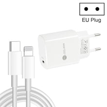 Load image into Gallery viewer, PD11 Single PD3.0 USB-C / Type-C 20W Fast Charger with 1m Type-C to 8 Pin Data Cable, EU Plug, EU Plug + Type-C to 8 Pin Cable