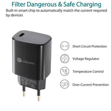 Load image into Gallery viewer, PD11 Single PD3.0 USB-C / Type-C 20W Fast Charger with 1m Type-C to 8 Pin Data Cable, EU Plug, EU Plug + Type-C to 8 Pin Cable