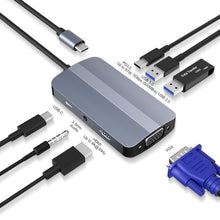 Load image into Gallery viewer, JUNSUNMAY 7 in 1 Type-C to 4K HDMI + VGA + 3.5mm Audio Docking Station Adapter PD Quick Charge Hub, JSM-HUB016
