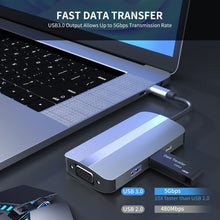 Load image into Gallery viewer, JUNSUNMAY 7 in 1 Type-C to 4K HDMI + VGA + 3.5mm Audio Docking Station Adapter PD Quick Charge Hub, JSM-HUB016