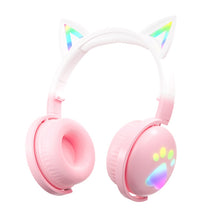 Load image into Gallery viewer, KE28 RGB Cute Cat Ears Bluetooth Wireless Music Headset with Detachable Mic