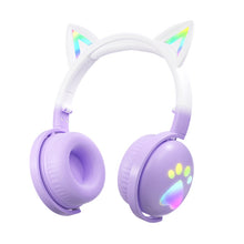 Load image into Gallery viewer, KE28 RGB Cute Cat Ears Bluetooth Wireless Music Headset with Detachable Mic
