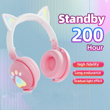 Load image into Gallery viewer, KE28 RGB Cute Cat Ears Bluetooth Wireless Music Headset with Detachable Mic