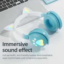 Load image into Gallery viewer, KE28 RGB Cute Cat Ears Bluetooth Wireless Music Headset with Detachable Mic