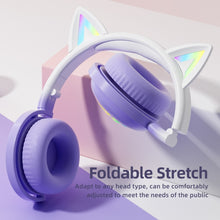 Load image into Gallery viewer, KE28 RGB Cute Cat Ears Bluetooth Wireless Music Headset with Detachable Mic