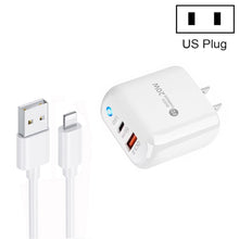 Load image into Gallery viewer, PD04 Type-C + USB Mobile Phone Charger with USB to 8 Pin Cable, US Plug, US Plug + USB to 8 Pin Cable