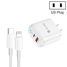 Load image into Gallery viewer, PD04 Type-C + USB Mobile Phone Charger with Type-C to 8 Pin Cable, US Plug, US Plug + Type-C to 8 Pin Cable