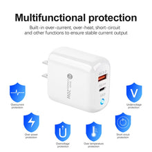 Load image into Gallery viewer, PD04 Type-C + USB Mobile Phone Charger with Type-C to 8 Pin Cable, US Plug, US Plug + Type-C to 8 Pin Cable