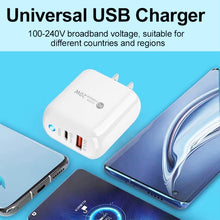 Load image into Gallery viewer, PD04 Type-C + USB Mobile Phone Charger with Type-C to 8 Pin Cable, US Plug, US Plug + Type-C to 8 Pin Cable