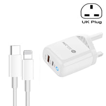 Load image into Gallery viewer, PD04 Type-C + USB Mobile Phone Charger with Type-C to 8 Pin Cable, UK Plug, UK Plug + Type-C to 8 Pin Cable