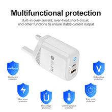 Load image into Gallery viewer, PD04 Type-C + USB Mobile Phone Charger with Type-C to 8 Pin Cable, UK Plug, UK Plug + Type-C to 8 Pin Cable