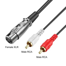 Load image into Gallery viewer, JUNSUNMAY 2 RCA Male to XLR Female Stereo Audio Cable, 0.15m, 1.5m, 3m