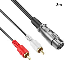 Load image into Gallery viewer, JUNSUNMAY 2 RCA Male to XLR Female Stereo Audio Cable, 0.15m, 1.5m, 3m