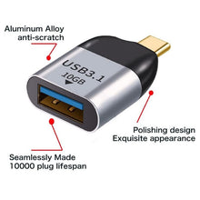 Load image into Gallery viewer, USB 3.0 Type A Female to USB 3.1 Type C Male Host OTG Data 10Gbps Adapter for Laptop &amp; Phone