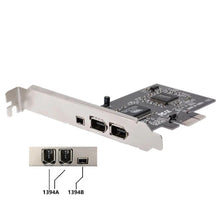 Load image into Gallery viewer, PCI-E 3 Ports 1394a 1394b Firewire Expansion Card 2 x 6 Pin + 1 x 4 Pin for Desktop PC, 1394a+1394b