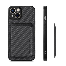 Load image into Gallery viewer, Carbon Fiber Leather Card Magsafe Magnetic Phone Case, For iPhone 14 Pro, For iPhone 14 Pro Max