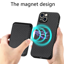 Load image into Gallery viewer, Carbon Fiber Leather Card Magsafe Magnetic Phone Case, For iPhone 14 Pro, For iPhone 14 Pro Max