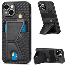 Load image into Gallery viewer, Carbon Fiber Wallet Flip Card K-shaped Holder Phone Case, For iPhone 14, For iPhone 14 Plus, For iPhone 14 Pro, For iPhone 14 Pro Max