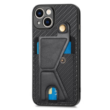 Load image into Gallery viewer, Carbon Fiber Wallet Flip Card K-shaped Holder Phone Case, For iPhone 14, For iPhone 14 Plus, For iPhone 14 Pro, For iPhone 14 Pro Max