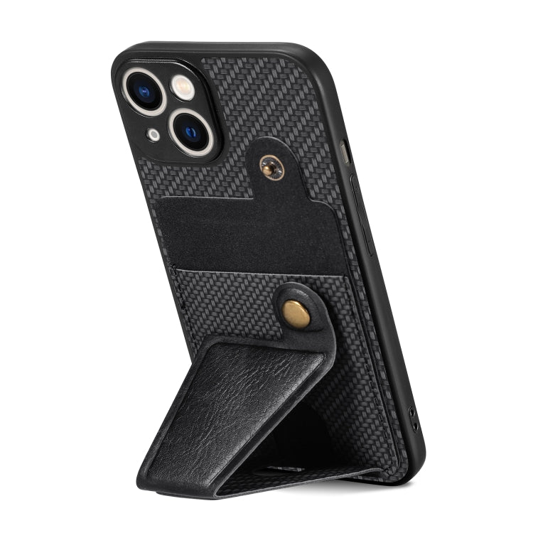 Carbon Fiber Wallet Flip Card K-shaped Holder Phone Case, For iPhone 14, For iPhone 14 Plus, For iPhone 14 Pro, For iPhone 14 Pro Max