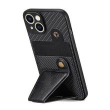 Load image into Gallery viewer, Carbon Fiber Wallet Flip Card K-shaped Holder Phone Case, For iPhone 14, For iPhone 14 Plus, For iPhone 14 Pro, For iPhone 14 Pro Max
