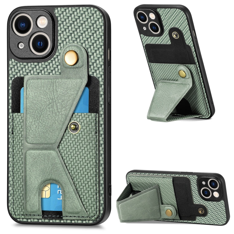 Carbon Fiber Wallet Flip Card K-shaped Holder Phone Case, For iPhone 14, For iPhone 14 Plus, For iPhone 14 Pro, For iPhone 14 Pro Max