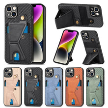 Load image into Gallery viewer, Carbon Fiber Wallet Flip Card K-shaped Holder Phone Case, For iPhone 14, For iPhone 14 Plus, For iPhone 14 Pro, For iPhone 14 Pro Max