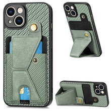 Load image into Gallery viewer, Carbon Fiber Wallet Flip Card K-shaped Holder Phone Case, For iPhone 14, For iPhone 14 Plus, For iPhone 14 Pro, For iPhone 14 Pro Max