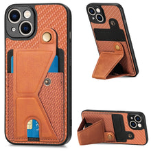 Load image into Gallery viewer, Carbon Fiber Wallet Flip Card K-shaped Holder Phone Case, For iPhone 14, For iPhone 14 Plus, For iPhone 14 Pro, For iPhone 14 Pro Max