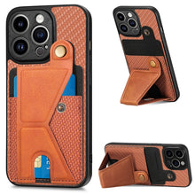 Load image into Gallery viewer, Carbon Fiber Wallet Flip Card K-shaped Holder Phone Case, For iPhone 14, For iPhone 14 Plus, For iPhone 14 Pro, For iPhone 14 Pro Max
