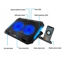 Load image into Gallery viewer, S900 Dual USB Ports Adjustable Height RGB Laptop Cooling Pad Stand, S900