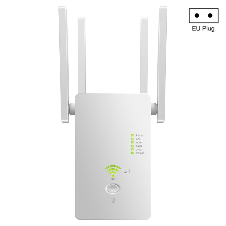 U6 5Ghz Wireless WiFi Repeater 1200Mbps Router Wifi Booster 2.4G Long Range Extender, US Plug, EU Plug
