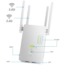 Load image into Gallery viewer, U6 5Ghz Wireless WiFi Repeater 1200Mbps Router Wifi Booster 2.4G Long Range Extender, US Plug, EU Plug